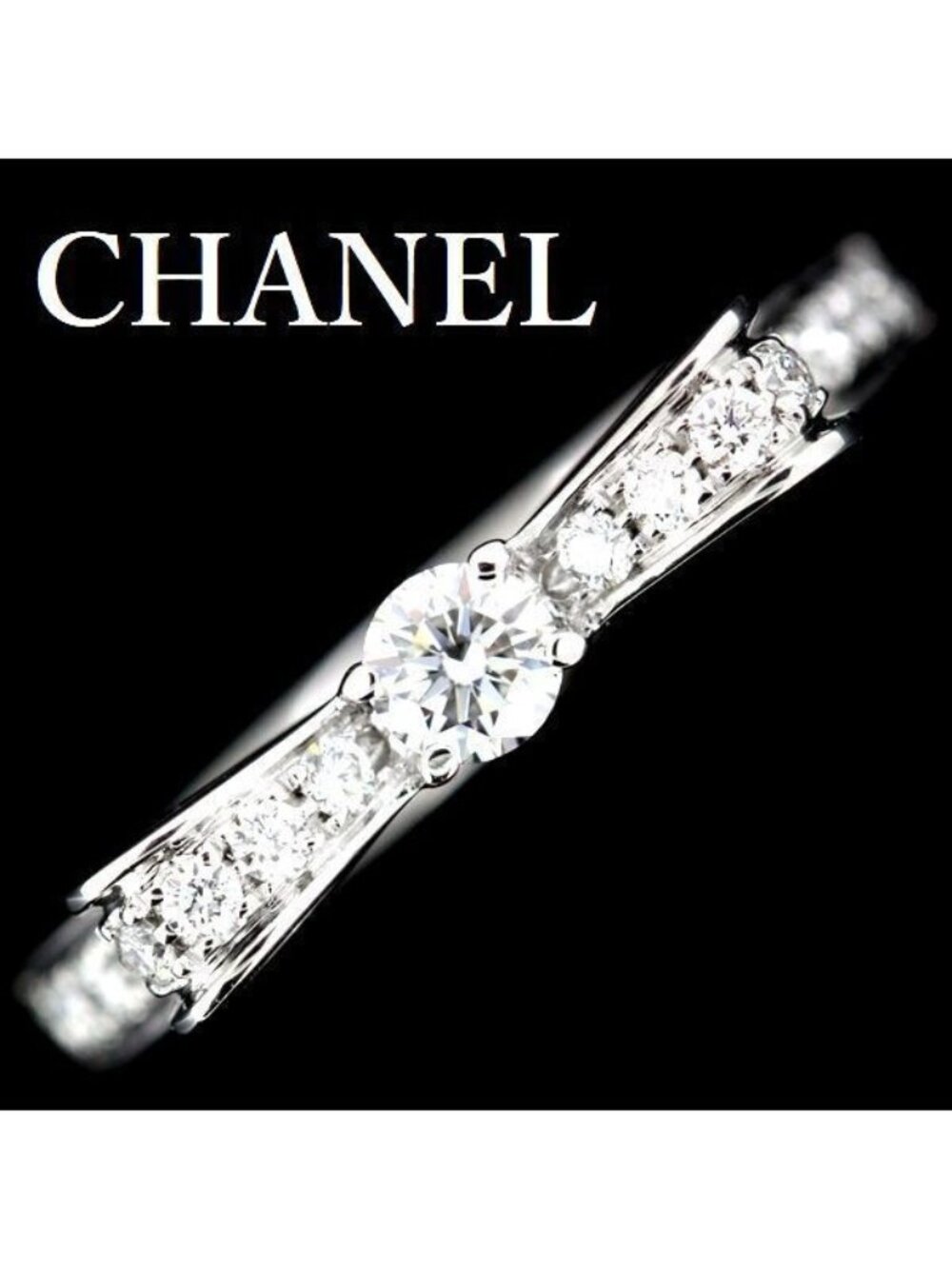 Chanel Diamond Ring White Gold Ribbon 47 Certificate